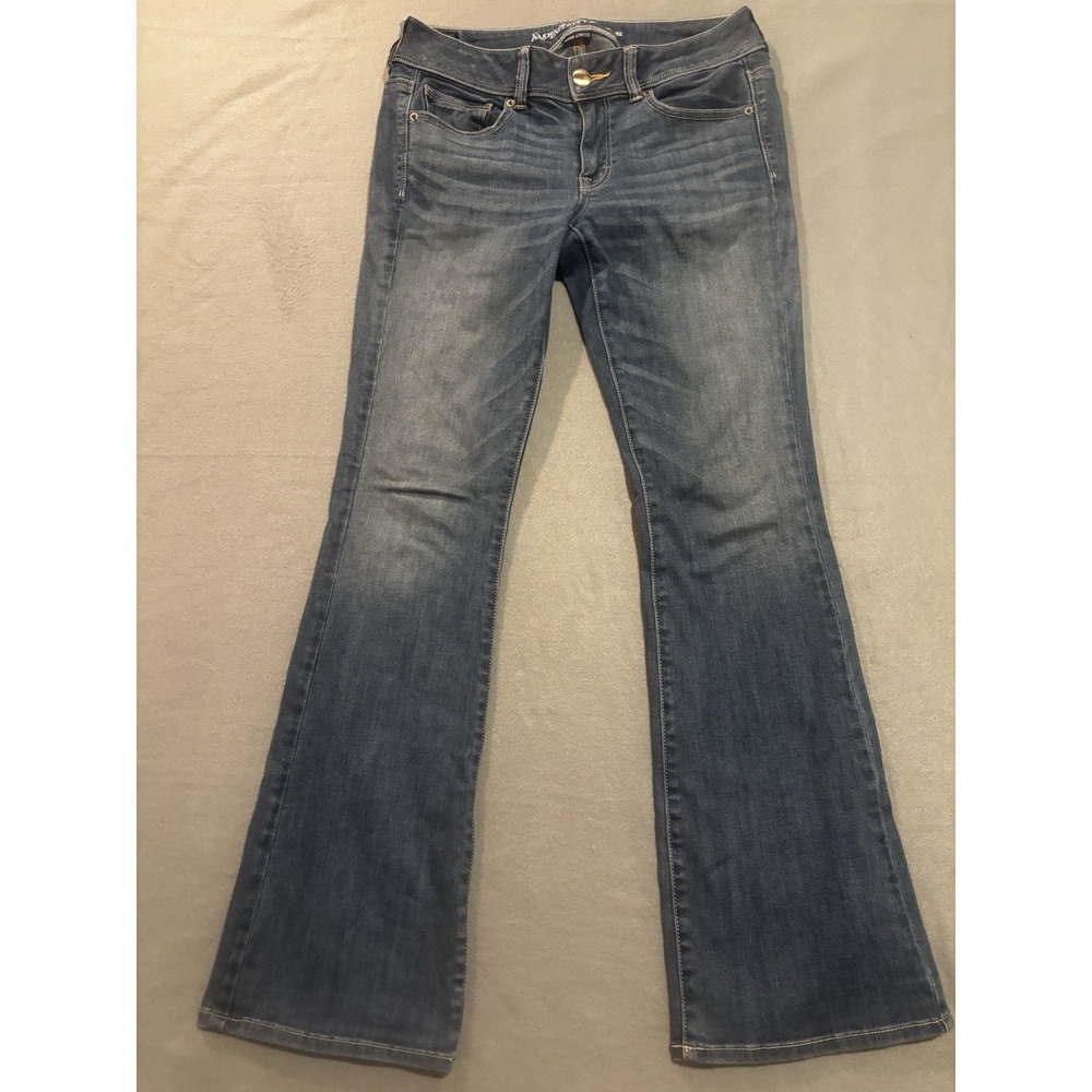 American Eagle Jeans Kick Boot Super Stretch Women's Size 8 Blue Denim